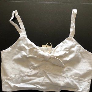 White/Cream Tie-Front Cropped Tank Top